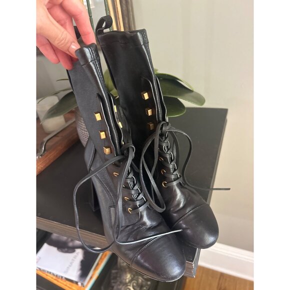 Stuart Weitzman Veruka Leather Lace-Up Booties Black Womens Size 6 - Picture 7 of 14